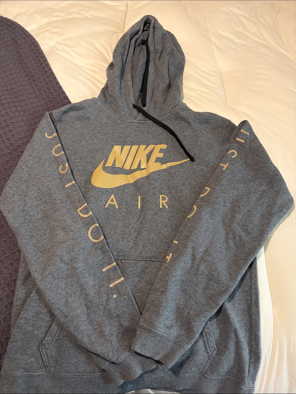 Nike Grey Hoodie with Gold 'Air' Logo